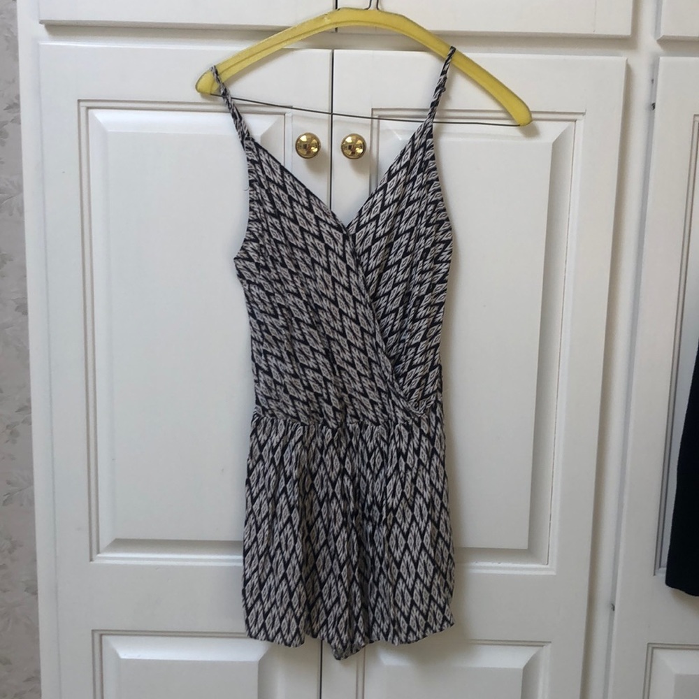 Adorable black and white rayon romper